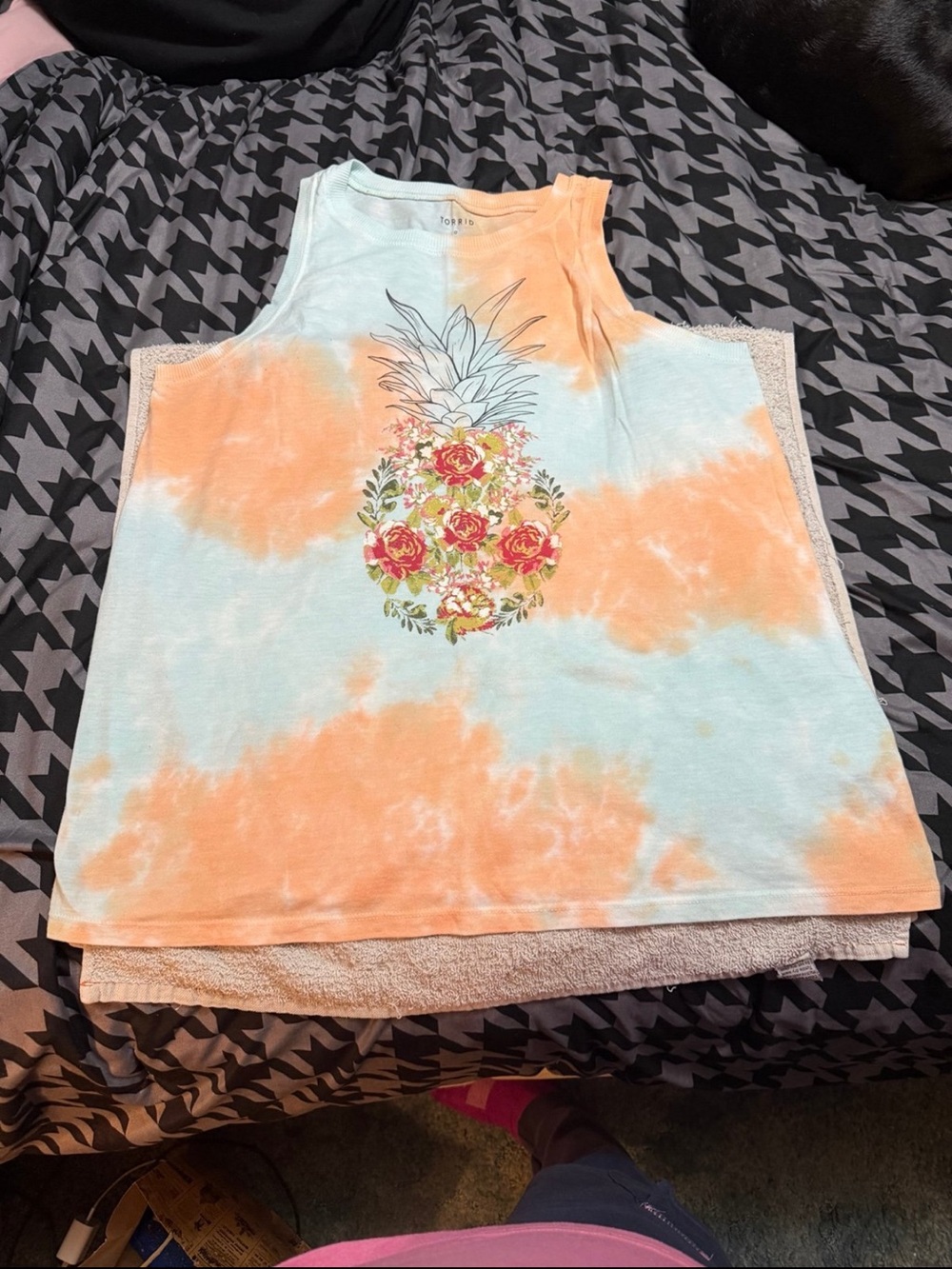 NWOT TORRID Tie-Dye Pineapple Floral Tank Top - Orange & Light Blue size 0X